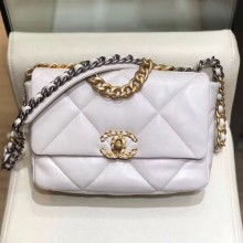 Replica Chanel Lambskin 19 Small Flap Bag AS1160 White 2019 Collection CE04301