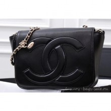 Replica Chanel Lambskin CC Logo Flap Bag AS0321 Black 2019 CE02923