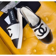 Replica Chanel Lambskin Espadrilles Mules Sandals White/Black 2020 Collection CE04390