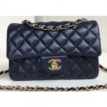Replica Chanel Lambskin Small Classic Flap Bag A1116 Navy Blue CE03814