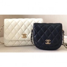 Replica Chanel Lambskin Two-Tone Side Pack Bag AS0649 Black/White 2019 CE03163