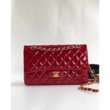 Replica Chanel Patent Calfskin Medium Classic Flap Bag A1112 Red（Gold Hardware） Collection CE03909