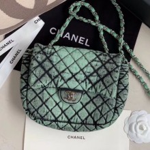 Replica Chanel Quilted Denim Small Flap Bag Green 2020 Collection CE00982