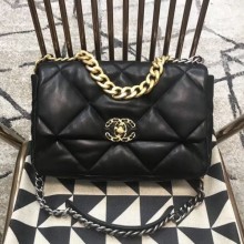 Replica Chanel Quilted Goatskin 19 Large Flap Bag AS1161 Black 2019 Collection CE03057