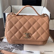 Replica Chanel Quilted Grained Calfskin Mini Messenger Flap Top Handle Bag A93067 Caramel 2019 Collection CE03260
