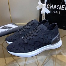 Replica Chanel Quilted Knit Fabric Sneakers G35549 Black 2020 Collection CE02643