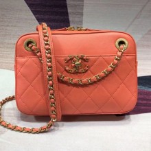Replica Chanel Quilted Lambskin Chain CC Camera Case AS0971 Orange 2019 Collection CE02168