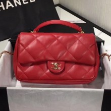 Replica Chanel Quilted Lambskin Classic Medium Flap Bag with Top Handle AS1115 Red 2019 Collection CE03803