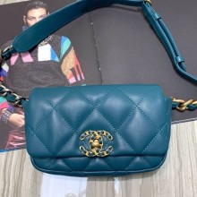 Replica Chanel Quilted Leather 19 Belt Bag/Waist Bag Turquoise 2019 Collection CE00768