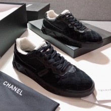 Replica Chanel Quilted Suede Low-top Sneakers G35190 Black 2019 Collection CE01007
