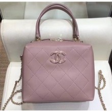 Replica Chanel Quilting Calfskin Mini Bowling Bag AS0351 Pink 2019 CE01073