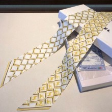 Replica Chanel Quilting CC Print Silk Slim Bandeau Scarf 5x120cm Yellow 2020 Collection Scarf CE03257