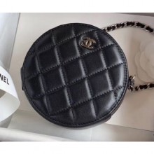 Replica Chanel Round Classic Clutch with Chain Bag AP0245 Lambskin Black 2020 CE01228