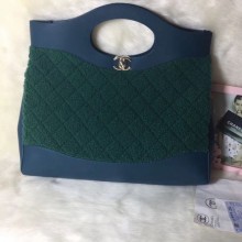 Replica Chanel Shearling Sheepskin 31 Medium Shopping Bag AS1010 Green 2019 Collection CE01905