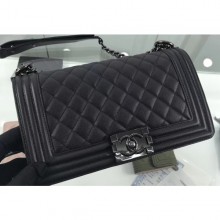 Replica Chanel So Black Medium Boy Flap Bag in Caviar Leather CE00924