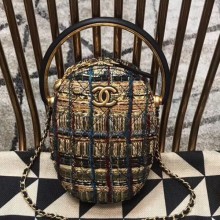 Replica Chanel Tweed Camera Case AS0765 Gold/Black/Blue/Green 2019 Collection CE01851