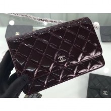 Replica Chanel Wallet On Chain WOC Bag in Patent Leather Date Red/Silver CE02493