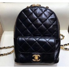 Replica Chanel Waxy Calfskin CC Day Backpack Bag AS8866 Black 2019 CE02060
