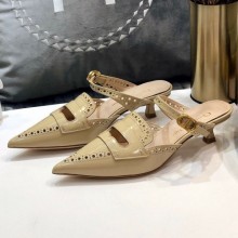 Replica Dior Boy-D Perforated Calfskin CD Mules 40mm Heel Nude 2020 Collection CE02011