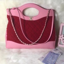 Replica Fashion Chanel Shearling Sheepskin 31 Medium Shopping Bag AS1010 Red 2019 Collection CE04240