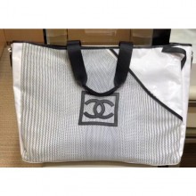 Replica High Quality Chanel Mesh and PVC Shopping Tote Large Bag White 2019 CE03861