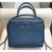 Replica High Quality Chanel Quilting Calfskin Mini Bowling Bag AS0351 Cyan 2019 CE00777