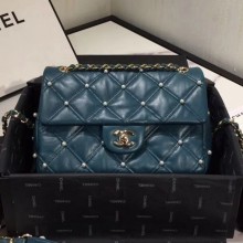 Replica Hot Chanel Quilted Pearl Lambskin Flap Bag AS1202 Green 2019 Collection CE04195