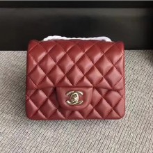 Replica Top Chanel Classic Flap Mini Bag A1115 in Lambskin Leather Burgundy with Silver Hardware CE02344