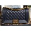 AAA 1:1 Chanel Lambskin Boy Flap Medium Bag Navy Blue/Gold CE02481