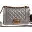 AAA 1:1 Chanel Lambskin Boy Flap Small Bag Gray/Gold CE03653