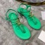 AAA 1:1 Chanel Tweed & Lambskin Thong Sandals With CC Logo Green 2020 Collection CE03467