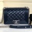 AAA 1:1 Chanel Vintage Quilted Leather Small Boy Flap Bag Blue 2019 Collection CE03709