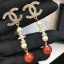 AAA 1:1 Chanel Vintage Textured Pearl Earrings Red/White/Gold 2019 Collection CE03095