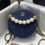AAAAA Chanel Quilted Leather Pearl Round Clutch with Chain Blue 2019 Collection CE00633