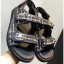AAAAA Chanel Tweed CC Logo Magic Loop Sandals G34726 Black 2019 CE03017