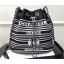 AAAAA Chanel Venise Biarritz Mixed Fibers Drawstring Bag AS0464 Black/White 2019 CE02276