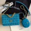 Best Chanel 19 Tweed Wallet on Chain WOC and Coin Purse AP0985 Blue 2019 Collection CE00653