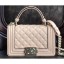 Best Chanel Boy Small Flap Bag with Top Handle Beige 2019 CE01511