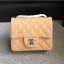 Best Chanel Classic Flap Mini Bag A1115 in Caviar Leather Apricot with Silver Hardware CE02523