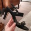 Best Chanel Lambskin Chain Heel Sandals Black 2020 Collection CE00983