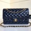 Best Chanel Patent Calfskin Medium Classic Flap Bag A1112 Deep Blue（Gold Hardware） Collection CE02090