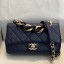 Best Chanel Quilted Lambskin Medium Flap Bag with Resin Chain AS1353 Navy Blue 2019 Collection CE00797