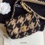 Best Quality Chanel 19 Houndstooth Tweed Flap Waist Bag/Belt Bag AS1163 Beige/Black 2019 Collection CE01488