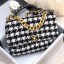 Chanel 19 Large Houndstooth Tweed Flap Bag AS1161 Black/White 2019 Collection CE03345