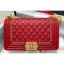 Chanel Boy Flap Medium Bag with Chain Trim Red Cruise 2020 CE04283
