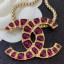 Chanel Burberrygundy Resin Stones CC Pendant Necklace AB1804 2019 Collection CE01696