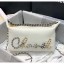 Chanel Calfskin & Chain Logo Bowling Shoulder Bag White 2020 Collection CE01061