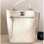 Chanel Calfskin Front Zip Large Bucket Bag AS0578 White 2019 CE02924