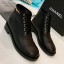 Chanel Calfskin Metal Logo Flat Short Boot Black 2019 Collection CE02316