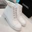 Chanel Calfskin Metal Logo Flat Short Boot White 2019 Collection CE04277